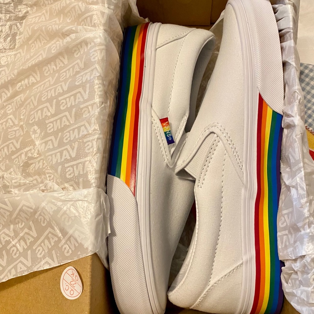White Pride slip-on Vans
